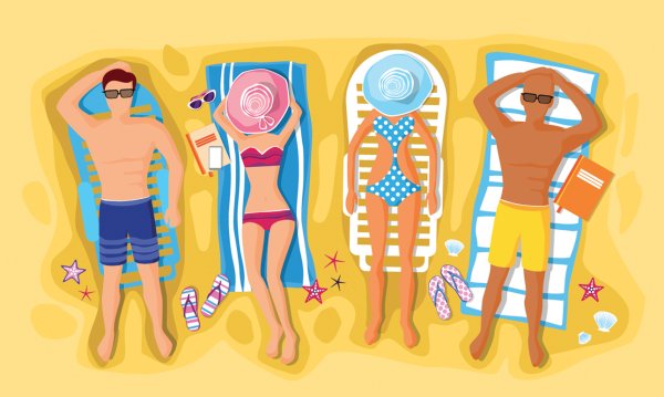 Человек загорает иллюстрация