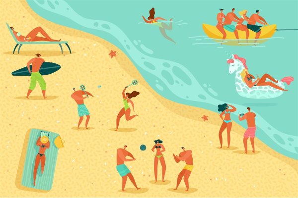 Человек на пляже рисунок