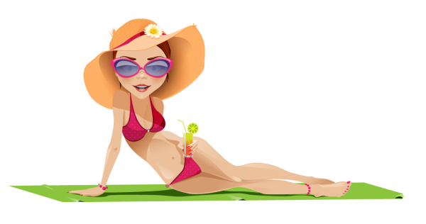 Девушка на пляже на прозрачном фоне