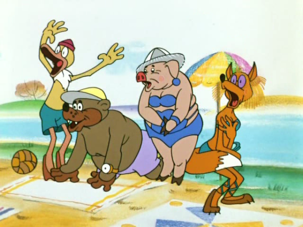 Ну погоди Свинка на пляже