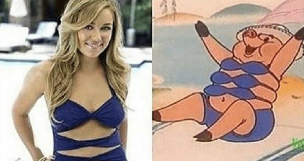 Свинья в купальнике из ну