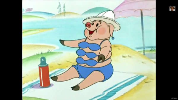 Свинья из ну погоди в купальнике