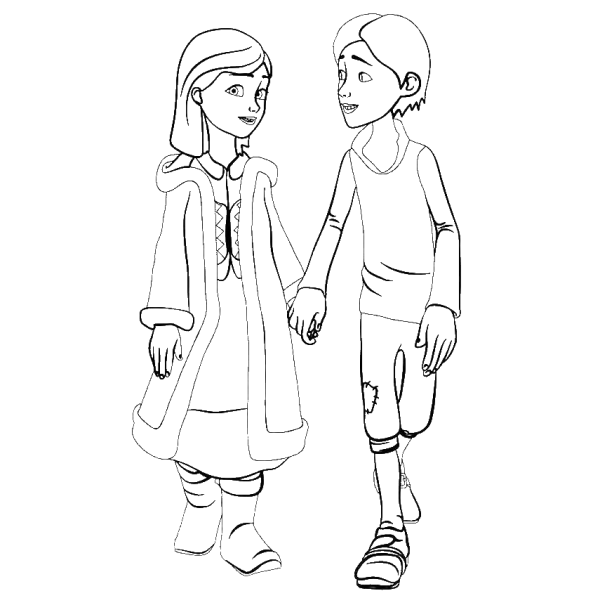 Кай и Герда Снежная Королева раскраска для детей