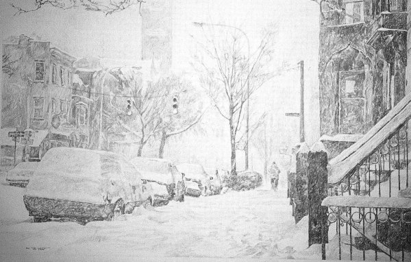 Снегопад карандашом