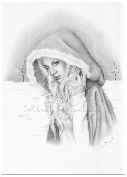 Зимний портрет карандашом