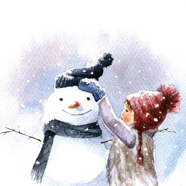 Акварельный Снеговик