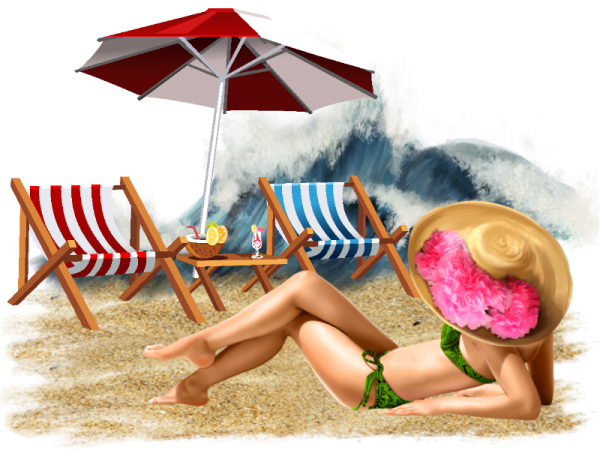 Девушка на пляже на прозрачном фоне