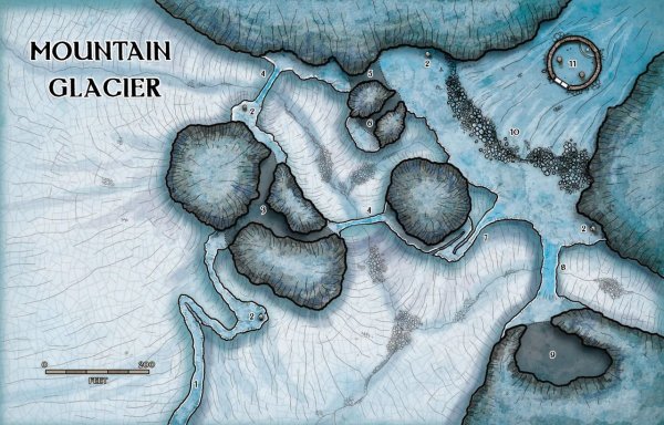 Ролл 20 ДНД Battle Map горы зимние