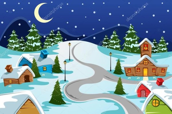 Мультяшный городок зима