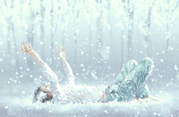 Человек в снегу арт