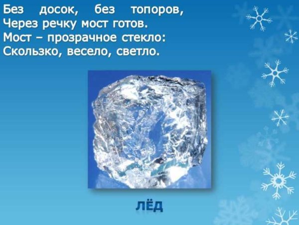 Загадки про лёд для детей