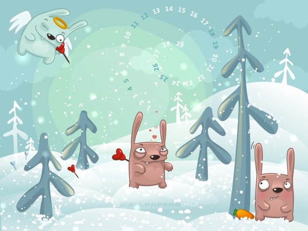 Смешные зимние иллюстрации