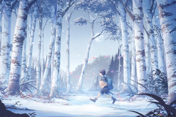 Заснеженный лес арт