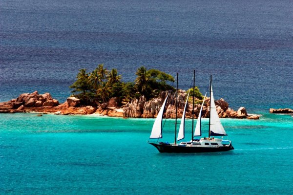 Море яхта остров