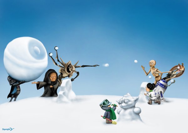 Игра в снежки в мультфильме