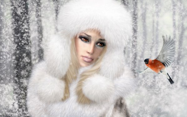 Девушка леди зимой