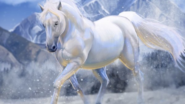 Белый конь арт
