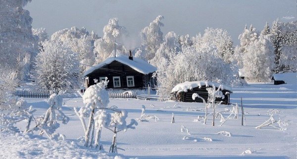 Природа зимой деревня