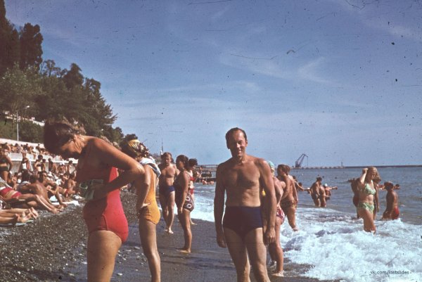 Пляж в 60-е в Сочи