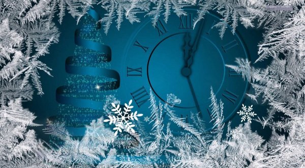 Новогодние часы открытка