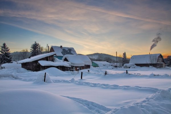 Зимняя Сибирская деревня