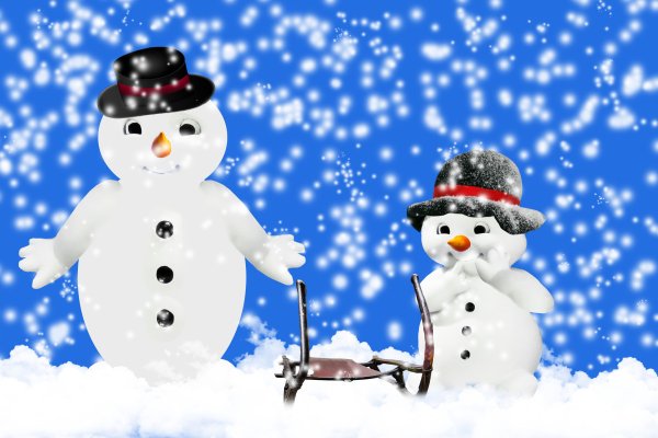 Снеговик на снегу