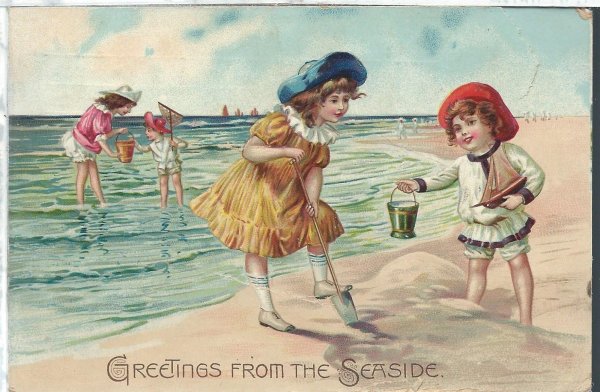 Дети на море старинные открытки