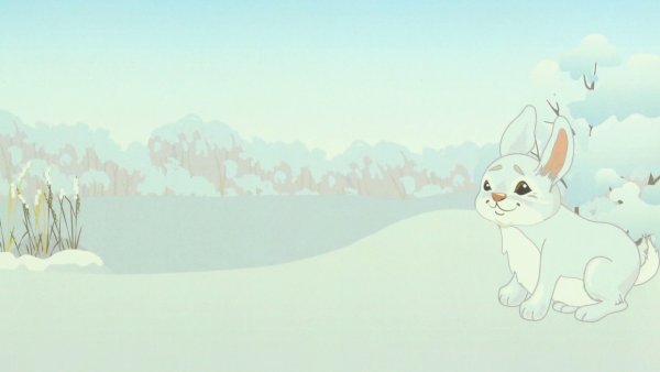 Зимний пейзаж с зайчиком