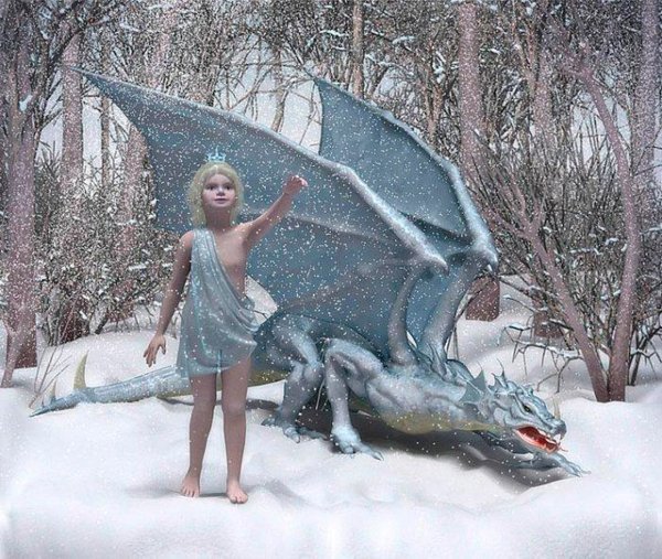 Девушка на драконе зима