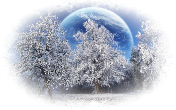 Зимний пейзаж на Аллом фоне