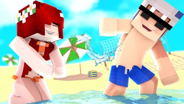 Девушка с пляжа в МАЙНКРАФТЕ
