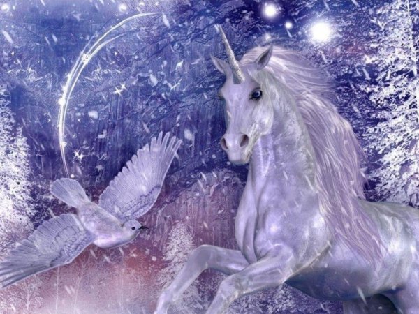 Единорог в снегу