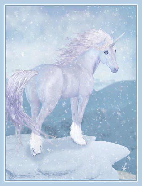 Единорог в снегу