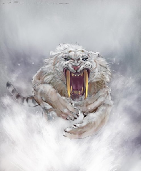 Белый Саблезубый тигр