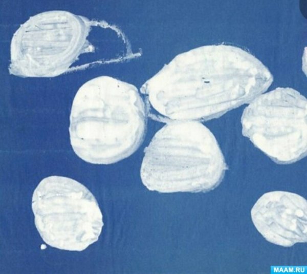 Рисование «снежные комочки, большие и маленькие» («ватные комочки»)