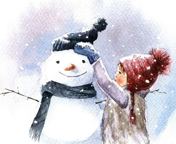 Акварельный Снеговик