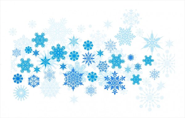 Голубые снежинки на белом фоне