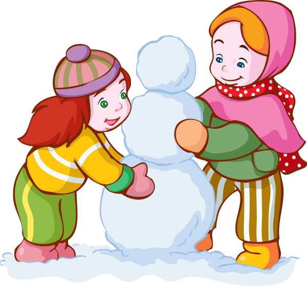 Дети лепят снеговика