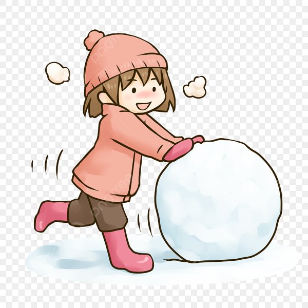 Дети катают снежный ком