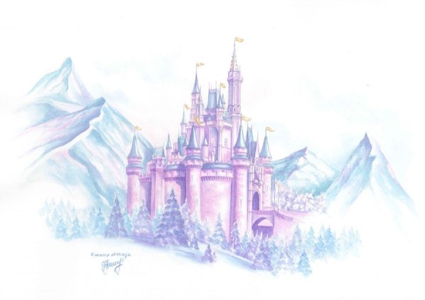 Замок принцессы акварель