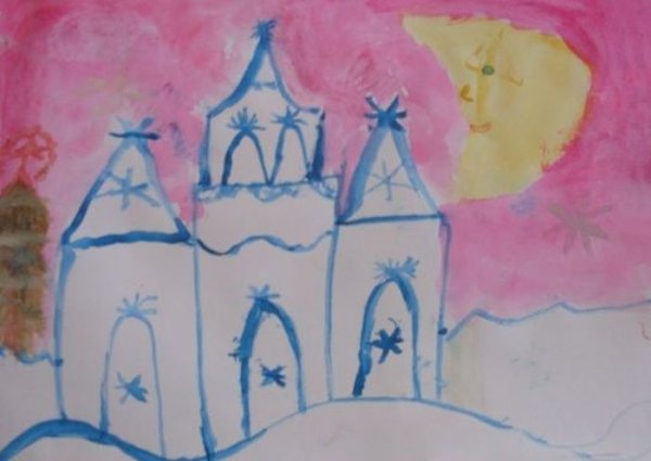 Сказочный дворец снежной королевы рисование