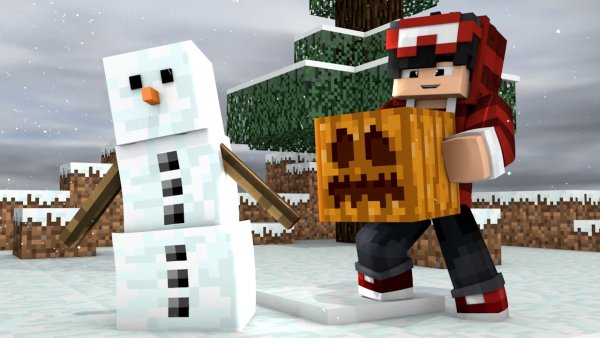 Лицо снеговика в МАЙНКРАФТЕ