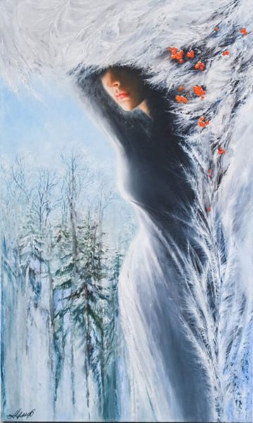 Женщина зима картина