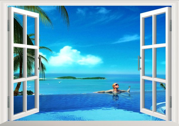 Фотообои окно с видом на море