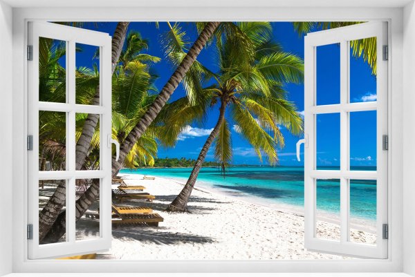 Фотообои окно, море