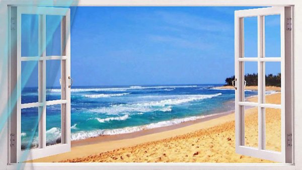 Фотообои окно, море
