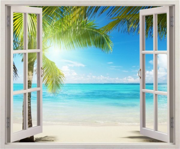 Фотообои окно, море