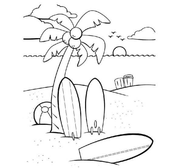 Морской пейзаж раскраска для детей