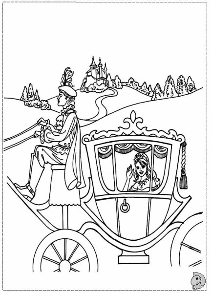 Раскраска принцесса в карете
