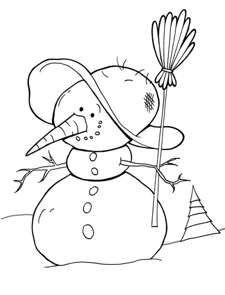 Снеговик раскраска для малышей